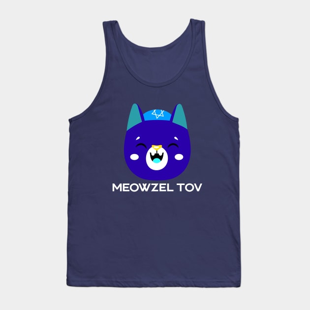 Funny Mazel Tov Jewish Cat Lover Gift Meowzel Tov Funny Chanukah Hanukkah Pajama Shirt Tank Top by teemaniac